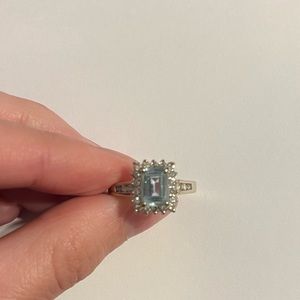 Blue Topaz and Diamond Ring
